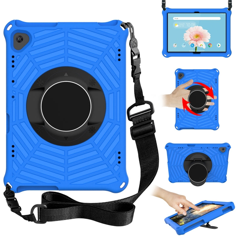 Spider King tablet protective case in blue with ring kickstand and adjustable shoulder strap