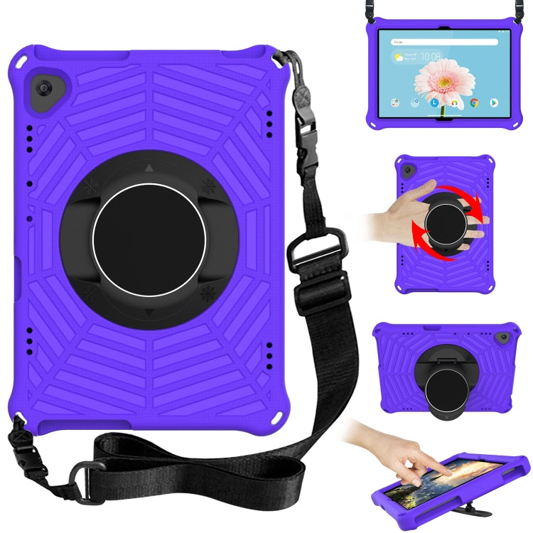 Spider King tablet protective case in purple with ring kickstand and adjustable shoulder strap