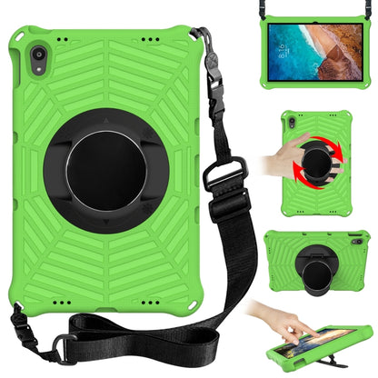 Tablet protective case with adjustable shoulder strap, green, circular kickstand ring