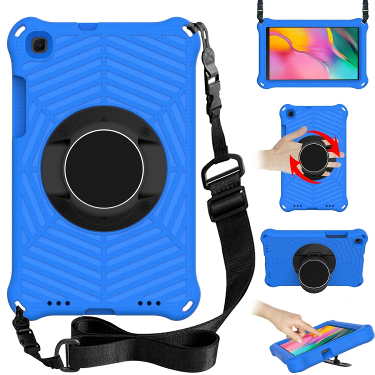 Spider King EVA tablet case in blue with adjustable shoulder strap and ring holder