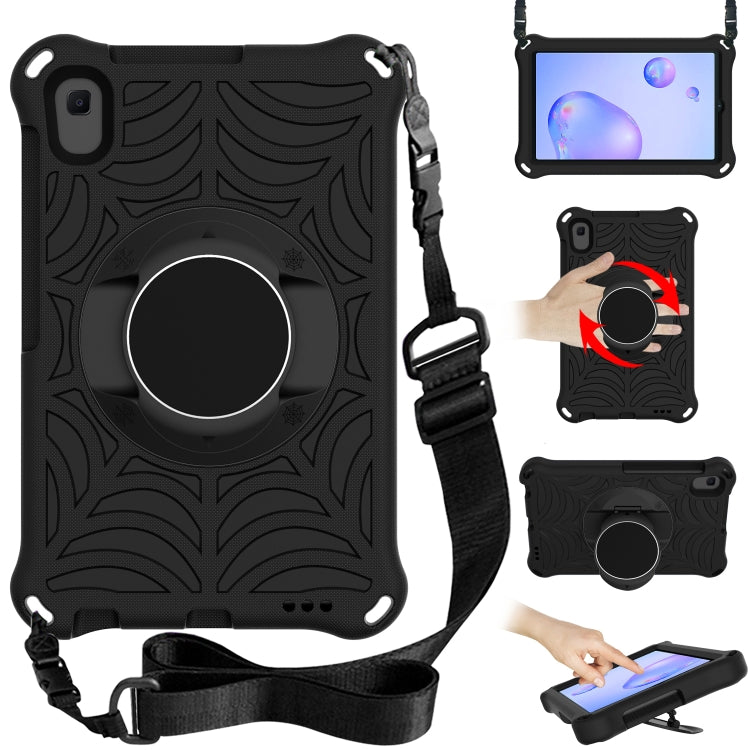 Black EVA protective tablet case with adjustable shoulder strap and ring holder