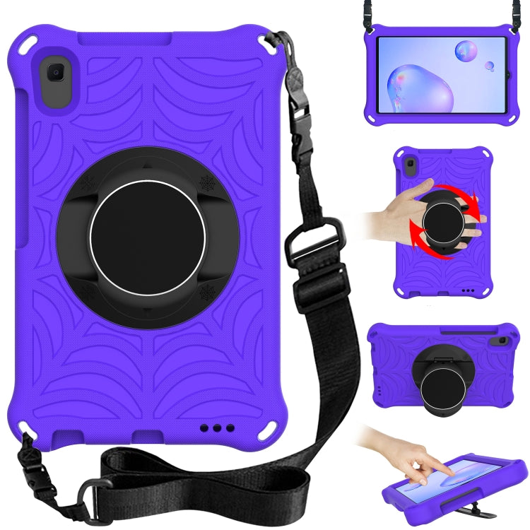 Purple EVA protective tablet case with adjustable shoulder strap and ring holder