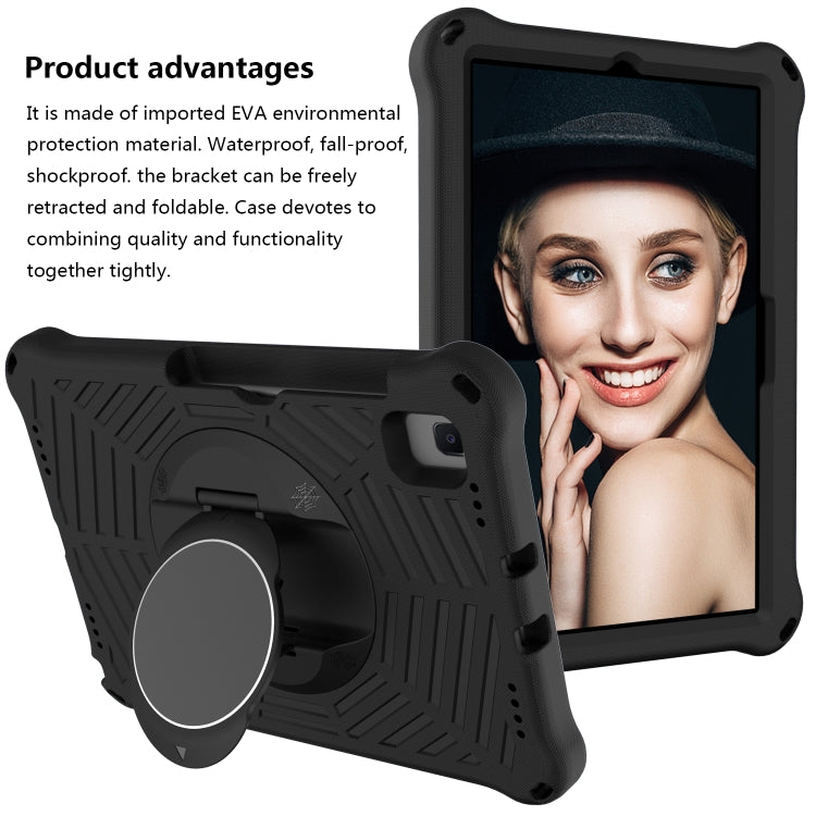 Black EVA tablet case with kickstand ring and rugged textured grip protection