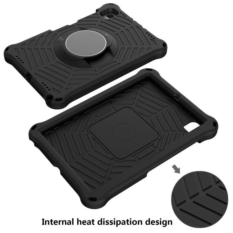 Black EVA tablet case, front and back view, with rotating kickstand ring