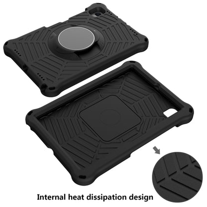 Black EVA tablet case, front and back view, with rotating kickstand ring