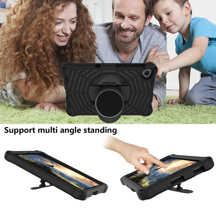 Black EVA tablet case with multi-angle stand and circular rotating kickstand ring
