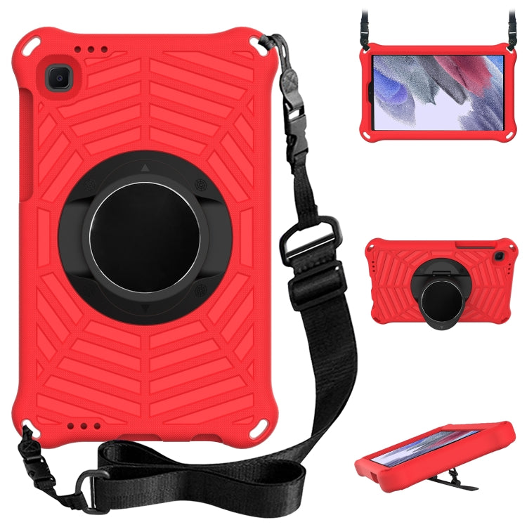 Red protective tablet case with shoulder strap and rotating ring holder