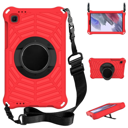 Red protective tablet case with shoulder strap and rotating ring holder
