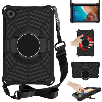 Black protective tablet case with shoulder strap and rotating ring holder