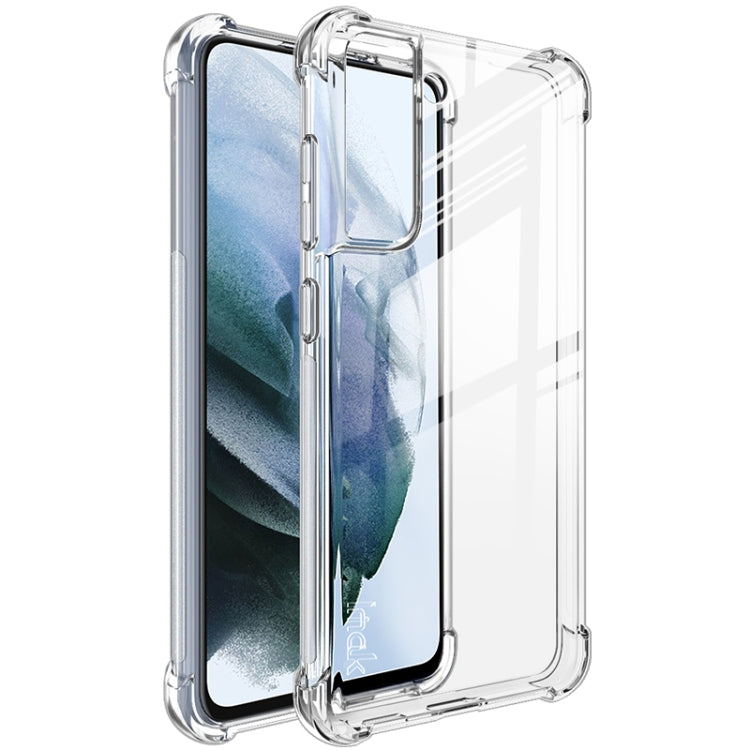 Clear TPU phone case with raised edges and cutouts for buttons and ports
