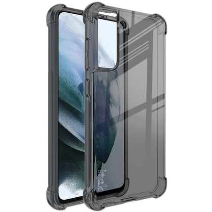 Transparent black TPU phone case with raised bezel and cutouts for camera and ports