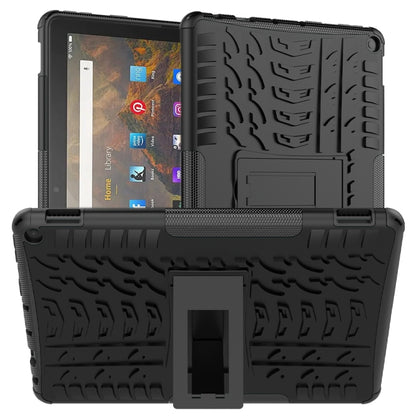 Black rugged tablet case with textured grip and built-in holder