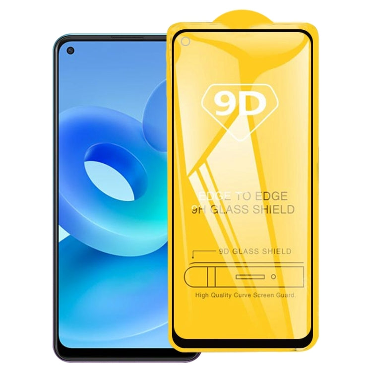 Smartphone with blue display and 9D tempered glass screen protector overlay
