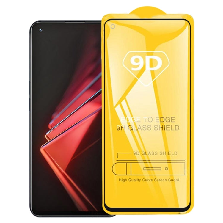Smartphone with dark display and 9D tempered glass screen protector overlay