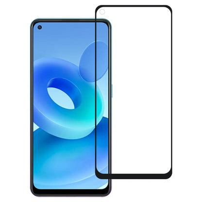 Full cover tempered glass screen protector with black border aligned to phone