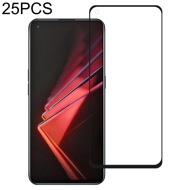 Full screen tempered glass screen protector on smartphone, clear glass with black border