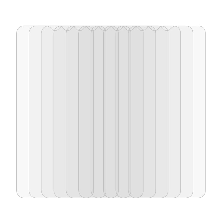 Tempered glass screen protectors, clear sheets stacked for installation