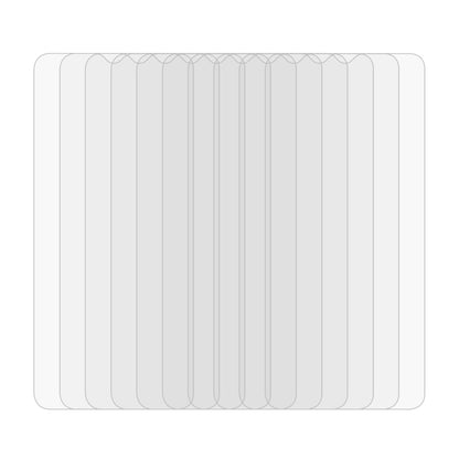Tempered glass screen protectors, clear sheets stacked for installation