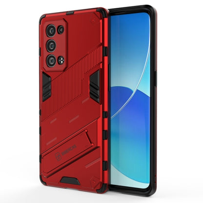 Red rugged 2-in-1 phone case with shockproof TPU frame and camera cutouts