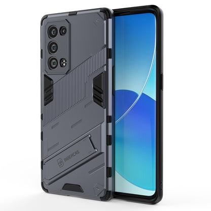 Gray rugged phone case with shockproof TPU bumper and reinforced back panel
