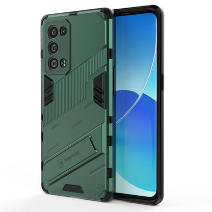 Green rugged 2-in-1 phone case with shockproof TPU frame and invisible holder
