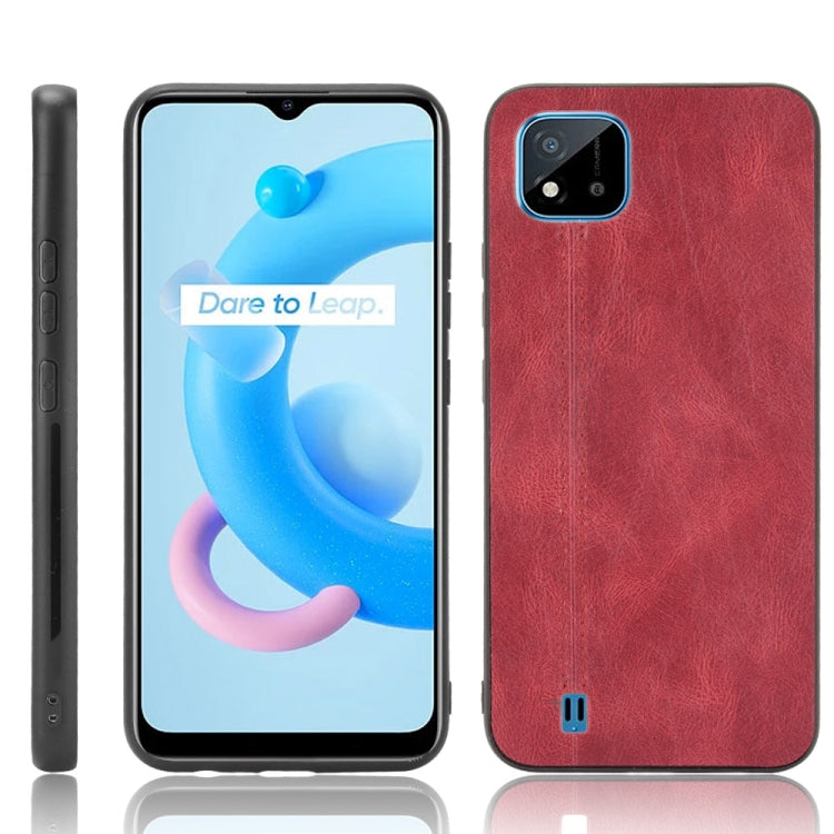 Red leather-style shockproof phone case with camera cutout and side port