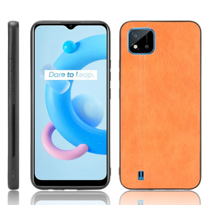 Orange textured shockproof phone case with camera cutout and bottom port