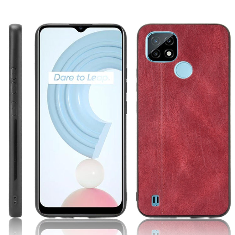 Red textured shockproof phone case with lens openings and bottom charging port