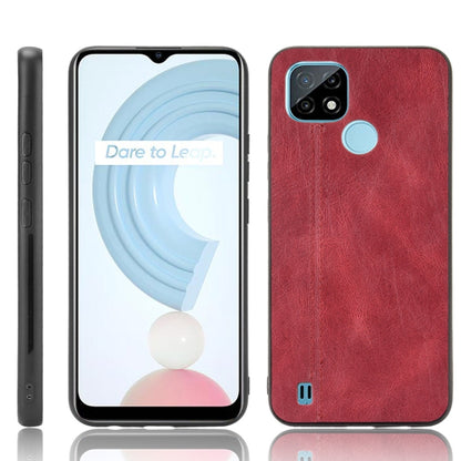 Red textured shockproof phone case with lens openings and bottom charging port