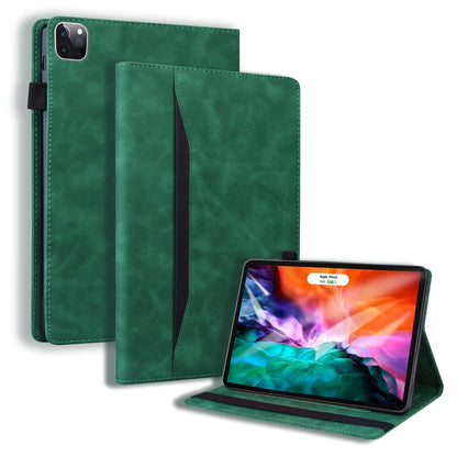 Green shockproof leather tablet case with horizontal flip cover and stand.