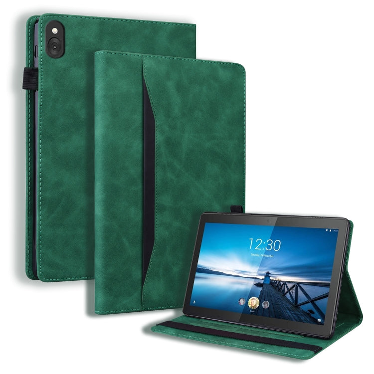 Green leather folio tablet case with flip cover and built-in stand, card slots