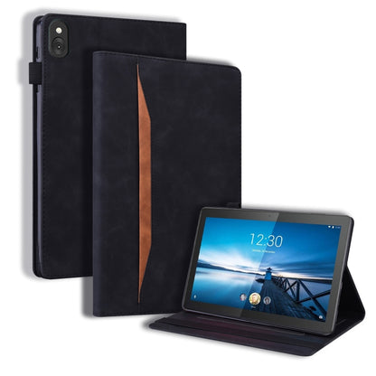 Black leather folio tablet case with flip cover and built-in stand, card slots