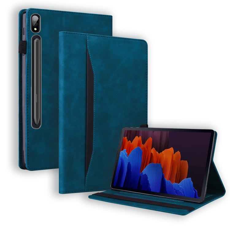 Blue leather shockproof tablet flip case with kickstand and camera cutout