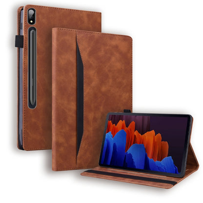 Brown leather shockproof tablet flip case with kickstand and camera cutout