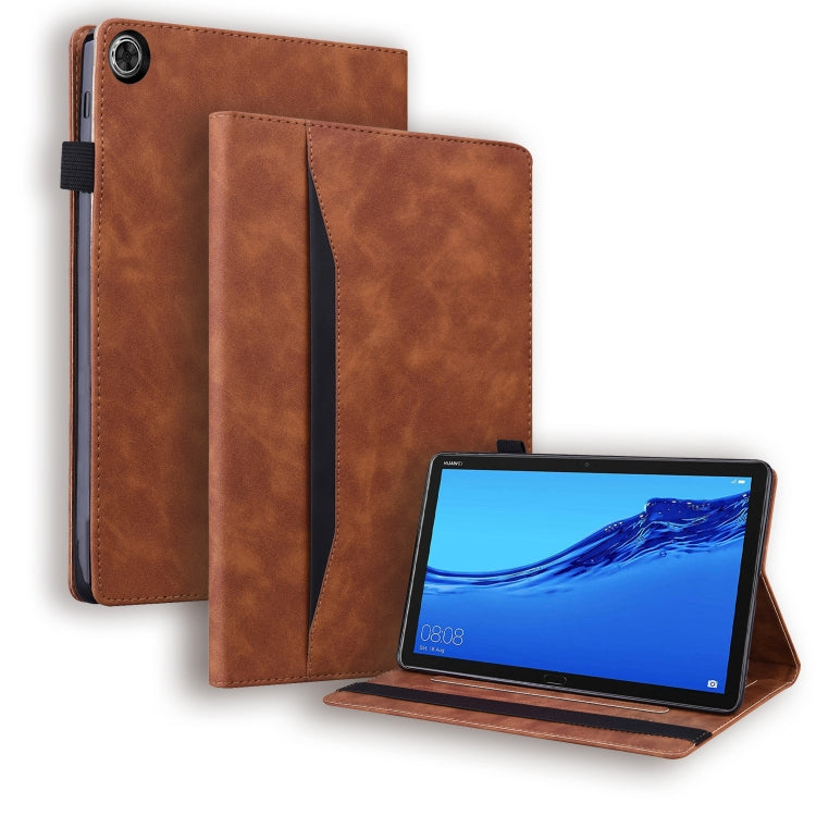 Brown leather tablet folio case with stand in landscape view