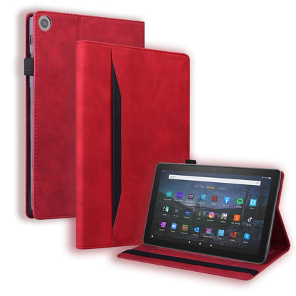 Red leather tablet case with flip cover and built-in stand for tablet viewing