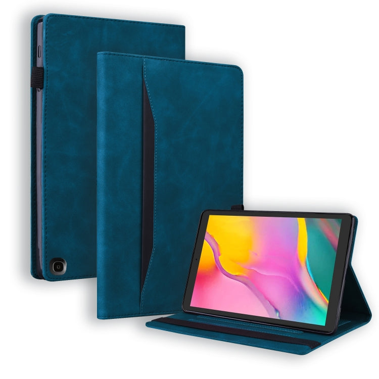 Blue leather iPad flip case with stand and interior card slots
