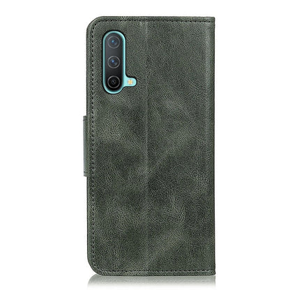 Dark green phone case with flip cover and camera cutout panel.