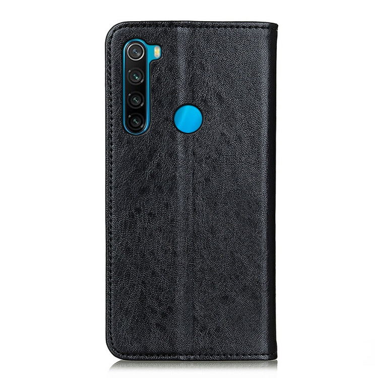 Black horizontal flip leather phone case with camera cutout and magnetic closure