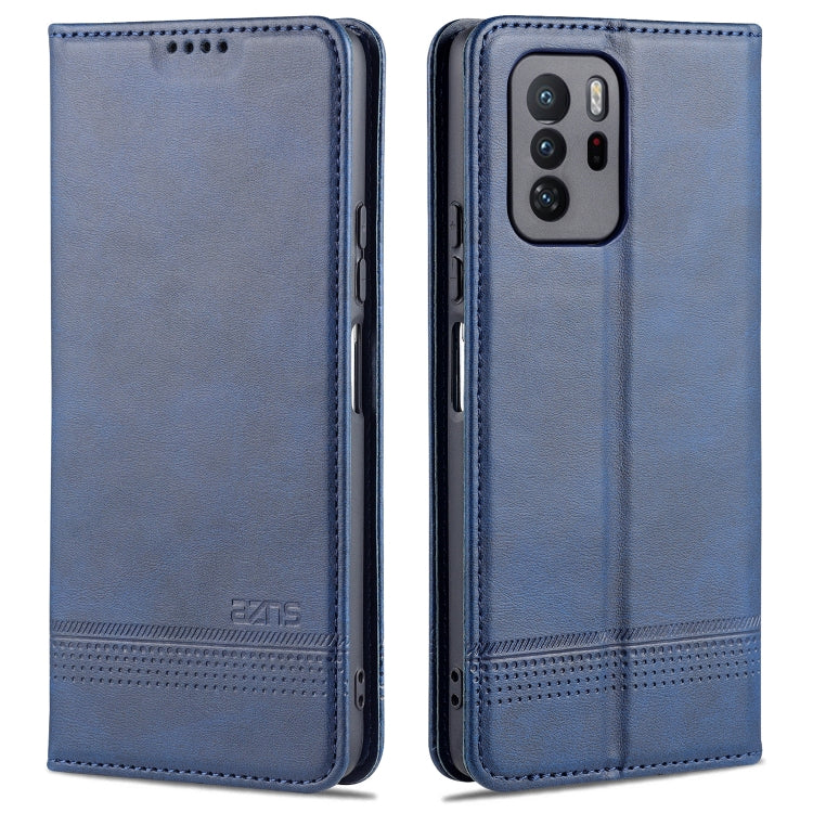 Dark blue flip phone case with card slots and magnetic closure for Redmi Note 10 Pro 5G