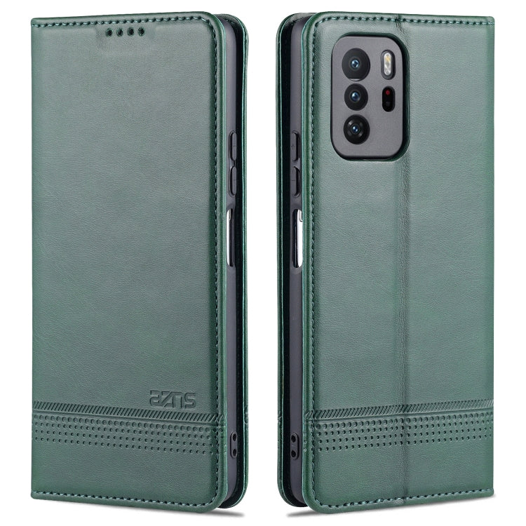 Dark green flip phone case with card slots and magnetic closure for Redmi Note 10 Pro 5G