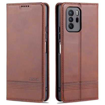 Light brown flip phone case with card slots and magnetic closure for Redmi Note 10 Pro 5G