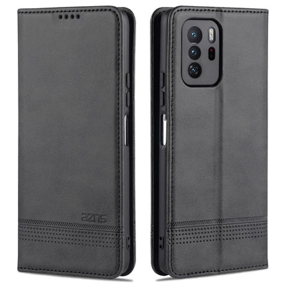 Black flip phone case with card slots and magnetic closure for Redmi Note 10 Pro 5G