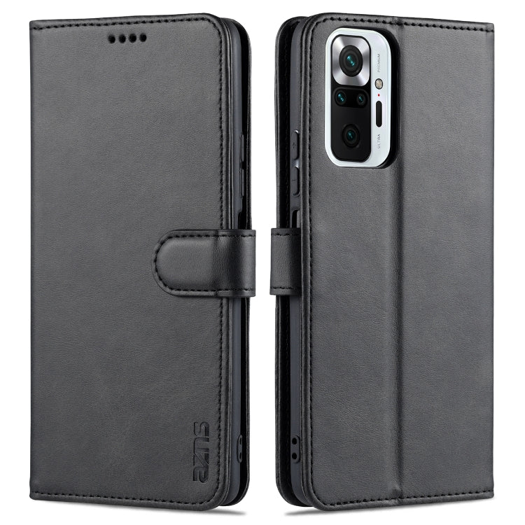 Calf-texture leather flip phone case with card holder, for Xiaomi Redmi Note 10 Pro Max, black
