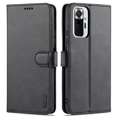 Calf-texture leather flip phone case with card holder, for Xiaomi Redmi Note 10 Pro Max, black