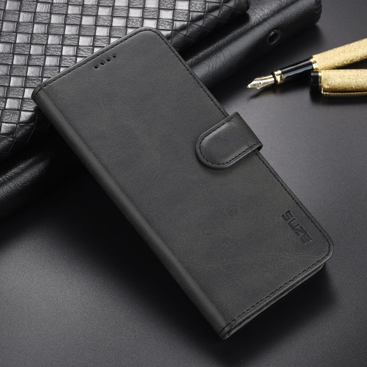 Calf-texture leather wallet flip phone case with card holder, for Xiaomi Redmi Note 10 Pro Max, black