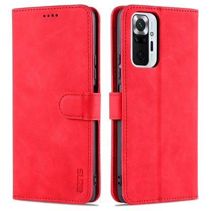 Calf-texture leather flip phone case with card holder, for Xiaomi Redmi Note 10 Pro Max, red