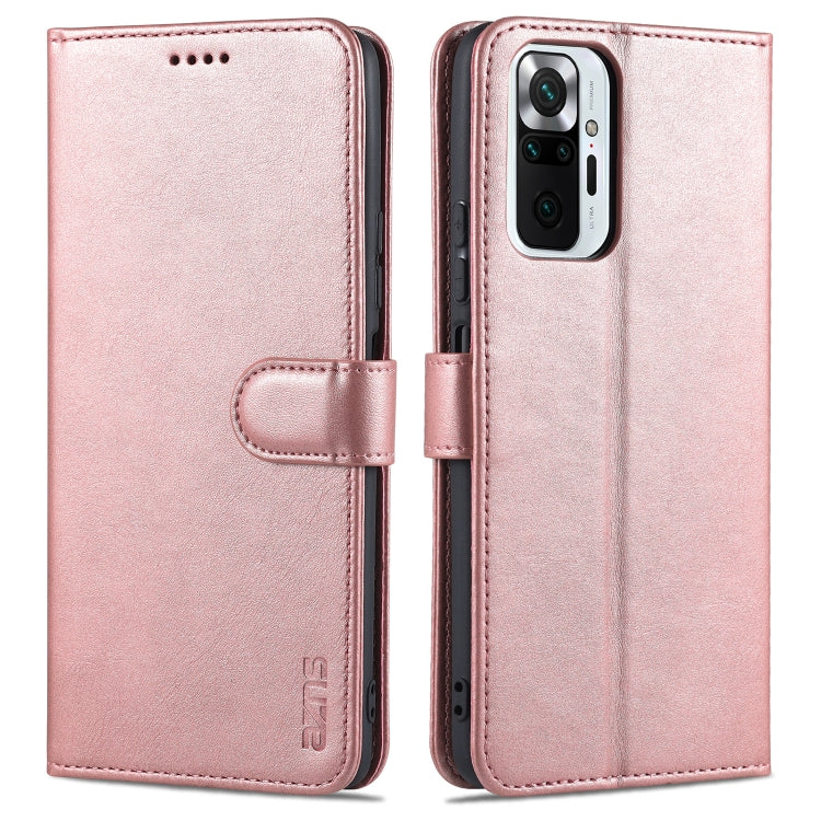 Calf-texture leather flip phone case with card holder, for Xiaomi Redmi Note 10 Pro Max, rose