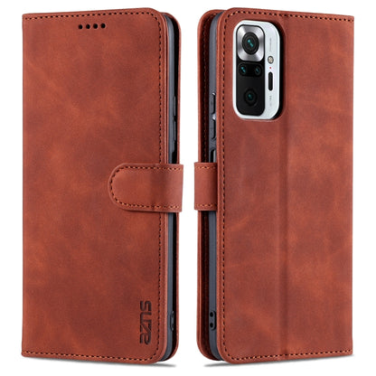 Calf-texture leather flip phone case with card holder, for Xiaomi Redmi Note 10 Pro Max, brown