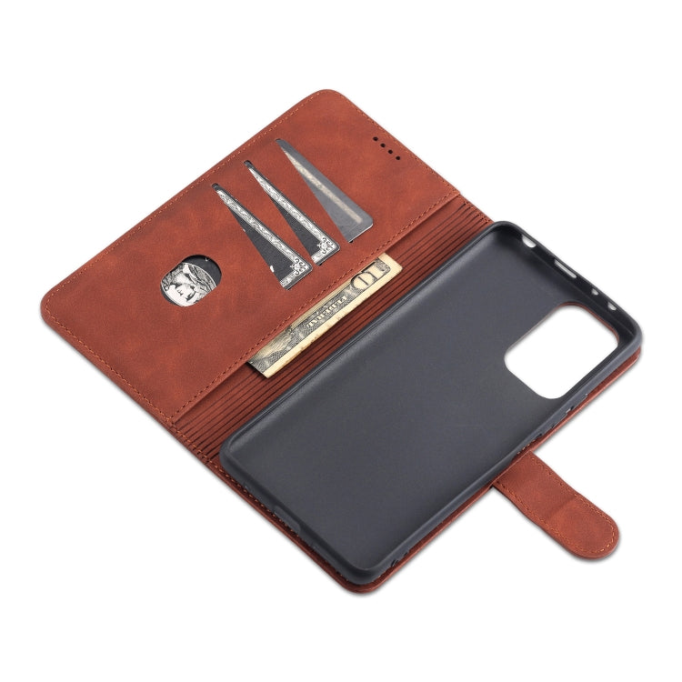 Leather flip phone case with card slots, stand view, for Xiaomi Redmi Note 10 Pro Max, brown